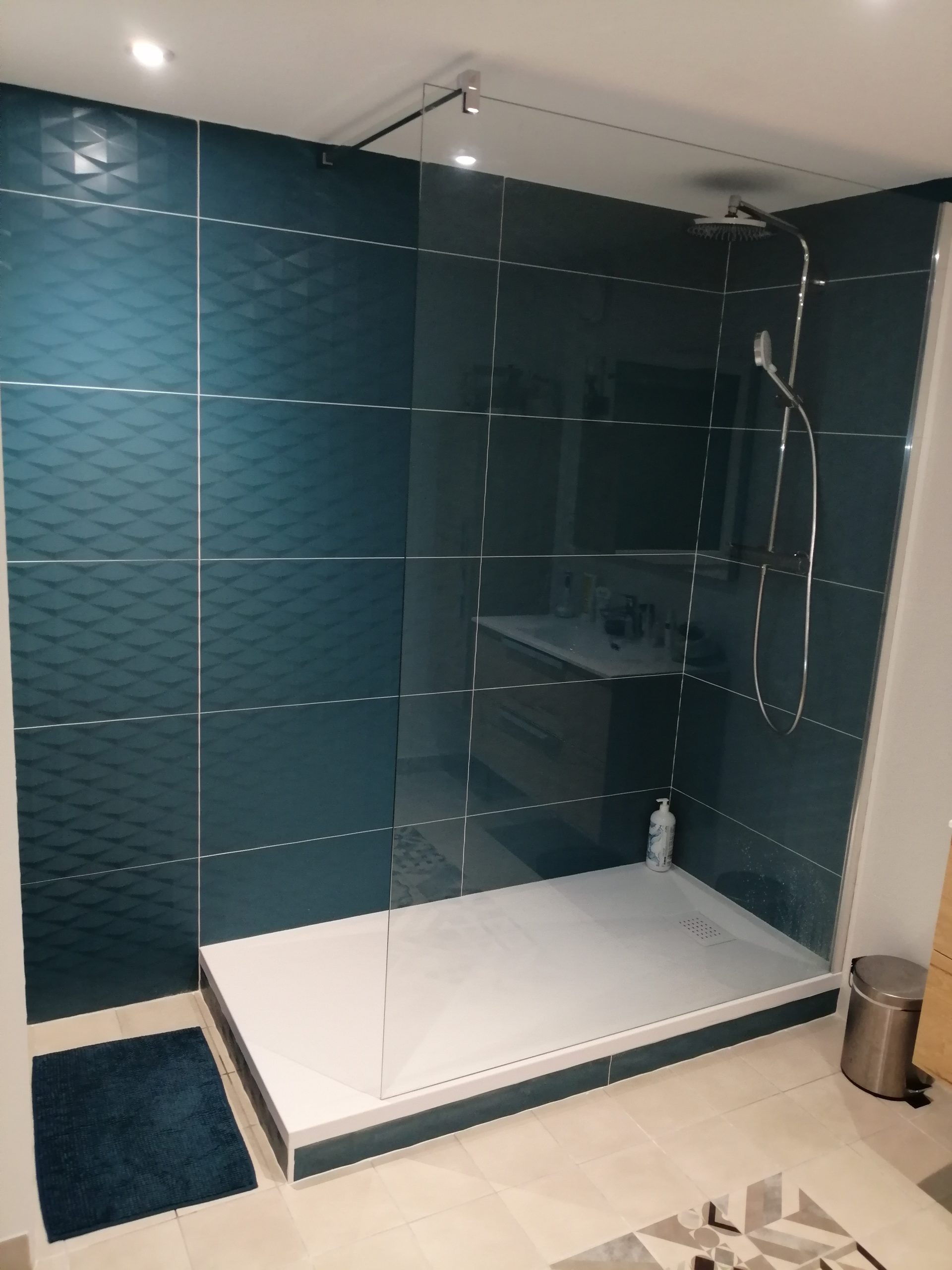 projet salle bain douche moderne coloree