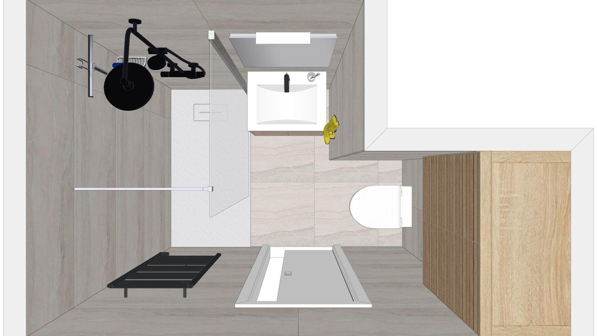 projet salle bain spacieuse douche 3d