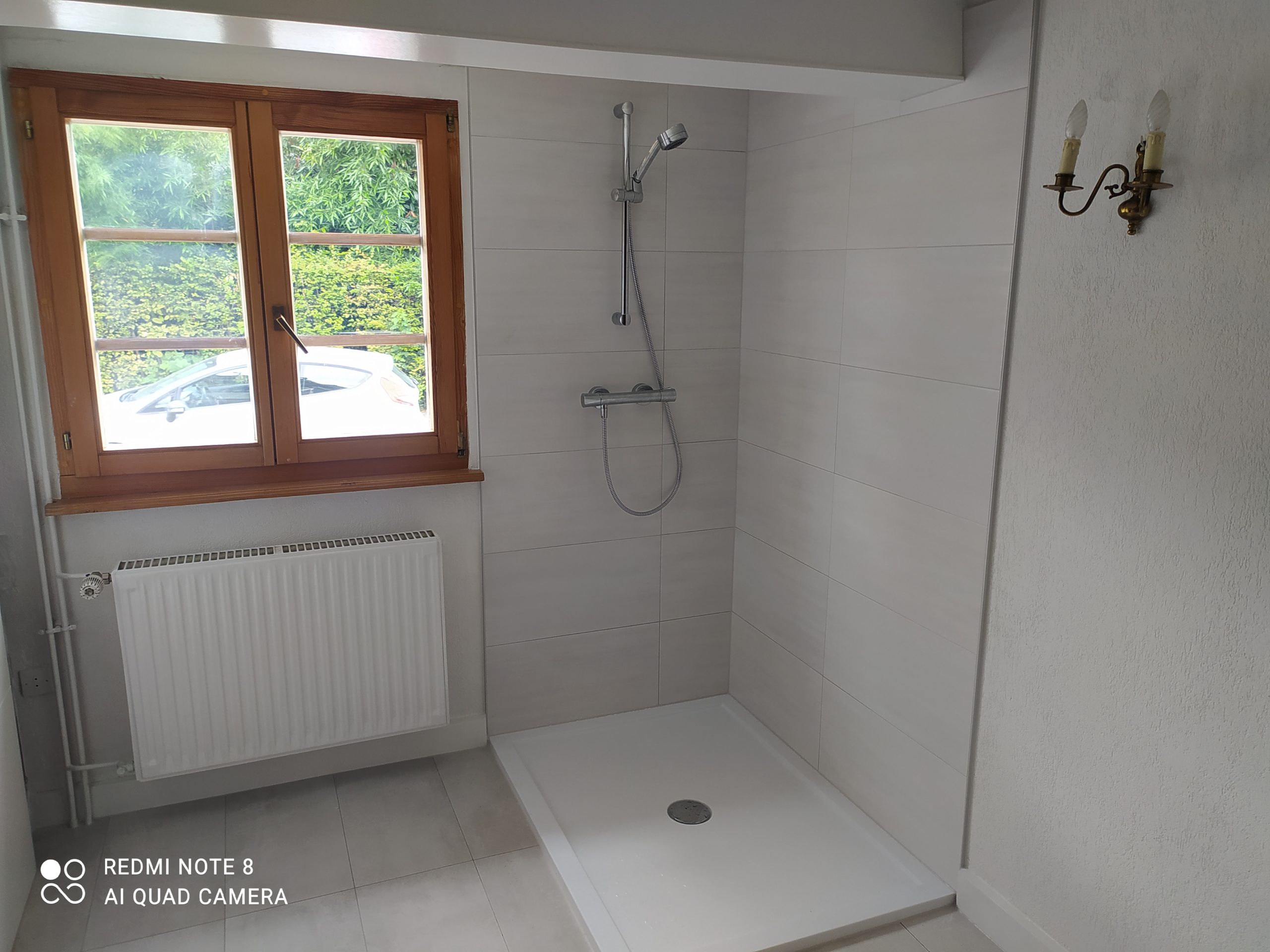 projet salle bain douche moderne bois apres