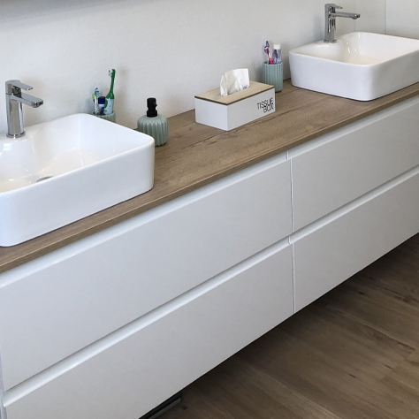 Renovation salle bain mobilier meuble vasque rangement Delpha par Dorkel a Metz 57
