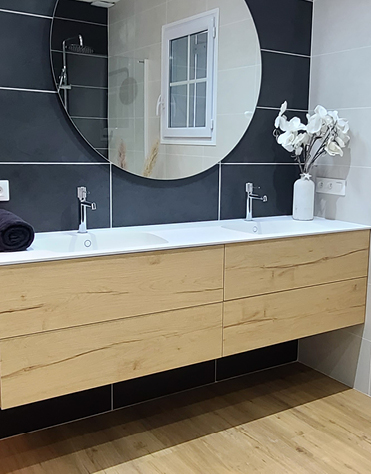 renovation salle bain mobilier miroir meuble rangement
