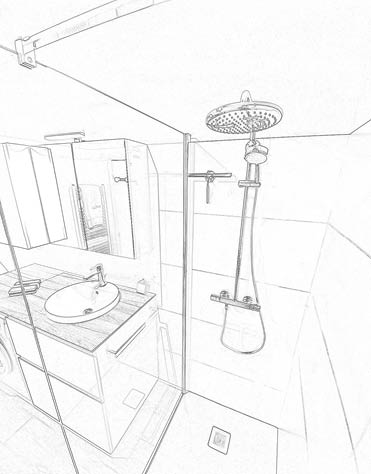 Projet rénovation salle de bain douche Plan 3D