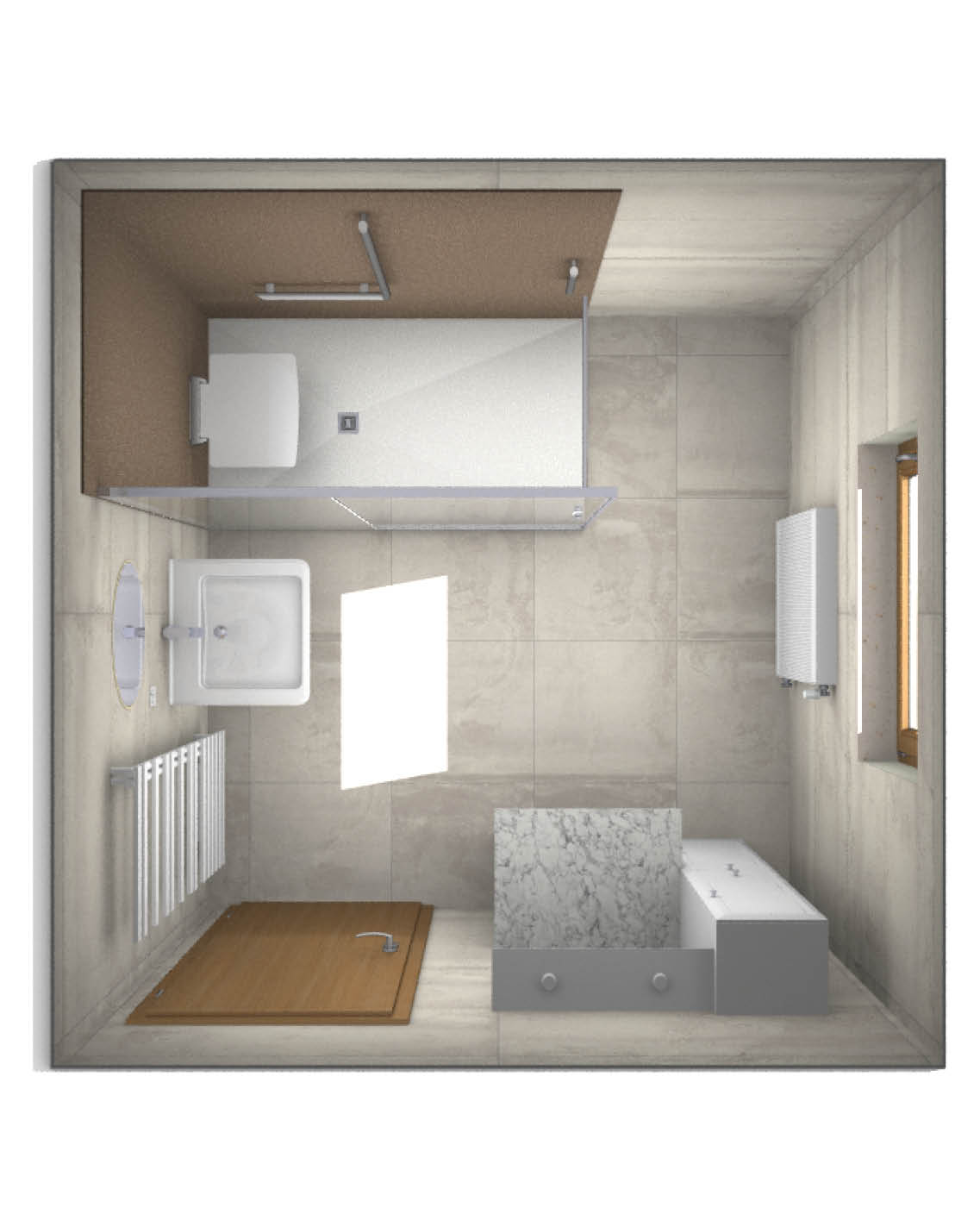 Projet rénovation salle de bain douche Plan 3D