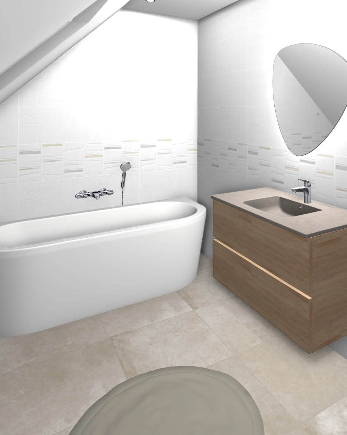 Projet rénovation salle de bain douche Plan 3D