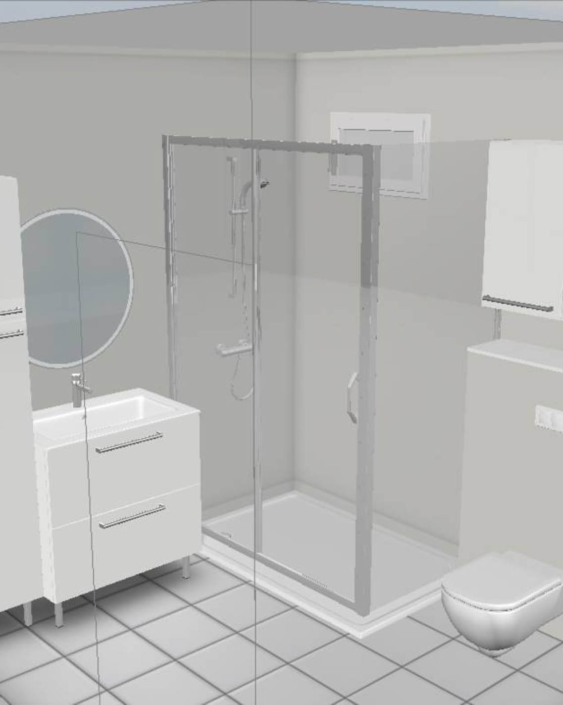 Projet rénovation salle de bain douche Plan 3D