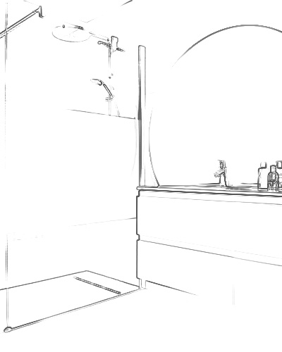 Projet rénovation salle de bain douche Plan 3D