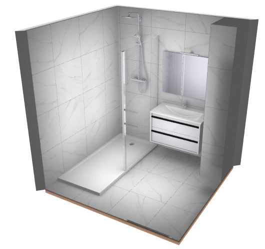 Projet rénovation salle de bain douche Plan 3D