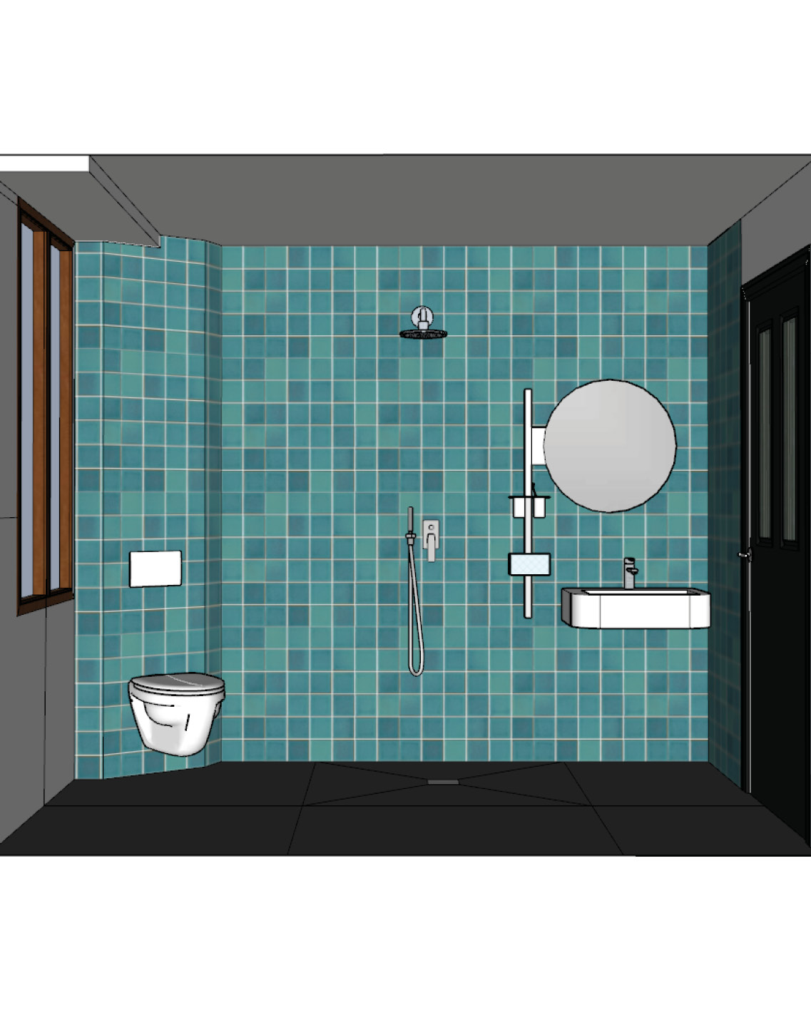 Projet rénovation salle de bain douche Plan 3D