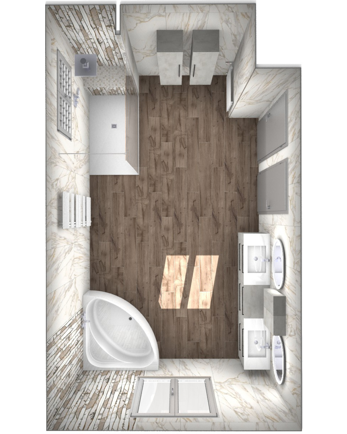 Projet rénovation salle de bain douche Plan 3D