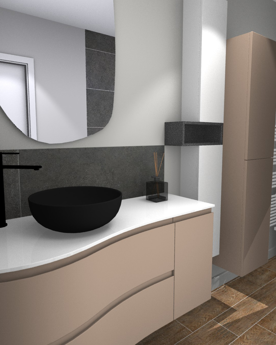 Projet rénovation salle de bain douche Plan 3D