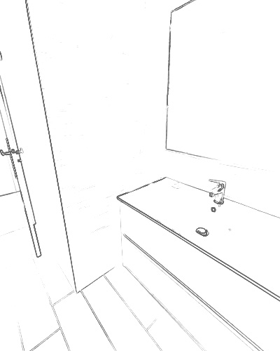 Projet rénovation salle de bain douche Plan 3D