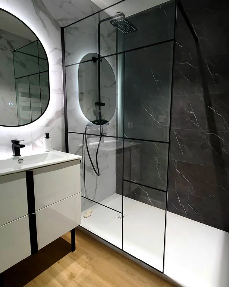 projet renovation salle bain contemporaine douche S2ED Montamise 86 photo apres