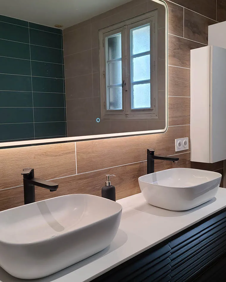 projet renovation salle bain contemporaine vasques S2ED Montamise 86 photo apres