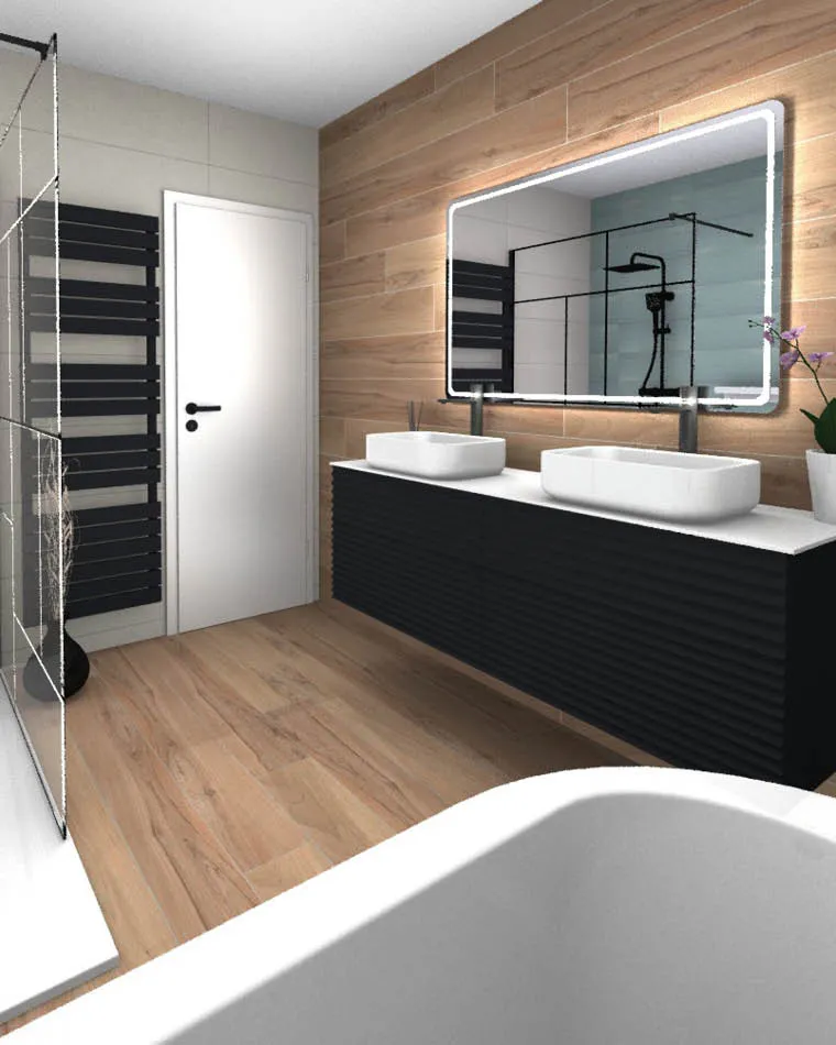 projet renovation salle bain contemporaine S2ED Montamise 86 plan 3d conception