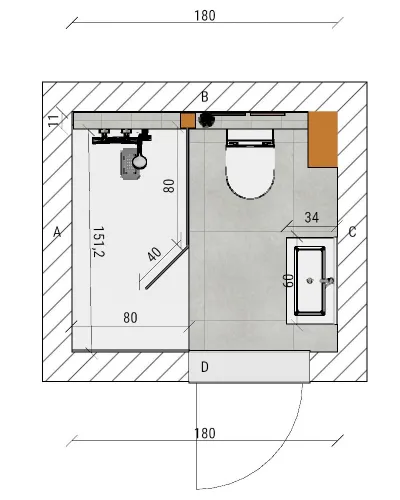 projet rénovation salle bain loft industriel Gutzwiller Hégenheim 68 plan 3D
