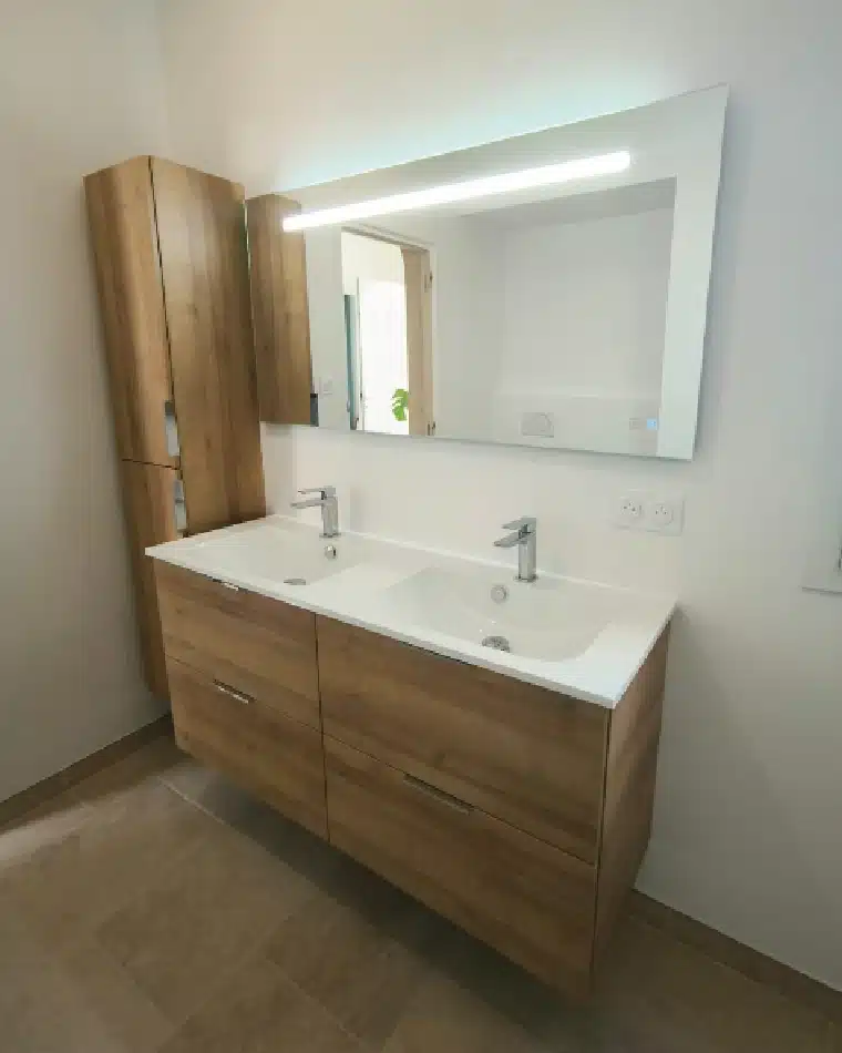 projet-renovation-salle-bain-douche-BAILLOEUIL-APRES-Meuble salle de bains classique art déco par Bailloeuil sur Perpignan (66), photo après vasque