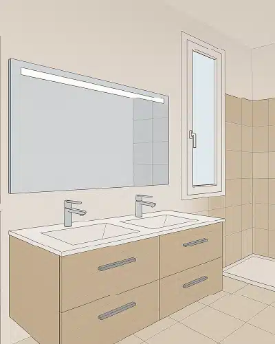projet-renovation-salle-bain-douche-BAILLOEUIL-APRES-PLAN-3D salle de bains classique art déco par Bailloeuil sur Perpignan (66), image 3D