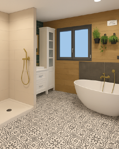Rénovation complète d'une salle de bains par Myotte dans le Doubs (25), photo 3D rendu Rénovation complète d'une salle de bains par Myotte dans le Doubs (25), image 3D