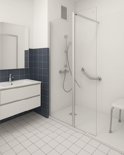 projet-renovation-salle-bain-douche-BAILLOEUIL-APRES-PLAN-3D salle de bains classique art déco par Bailloeuil sur Perpignan (66), image 3D