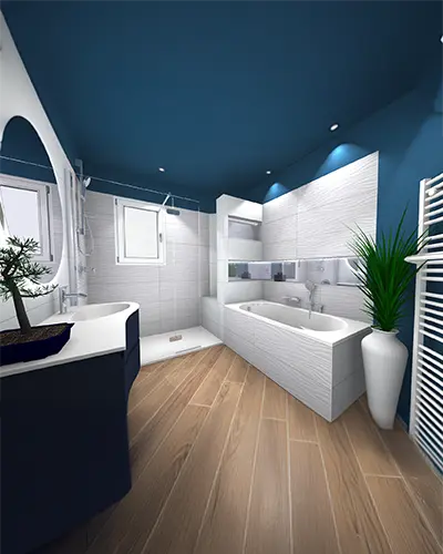 projet-renovation-salle-bains-douche-S2ED-3D salle de bains chic et contemporaine par S2ED sur Poitiers (86), image 3D
