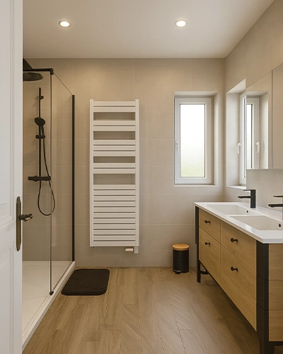 projet-renovation-salle-bains-douche-GUTZWILLER-APRES-3D Rénovation complète d'une salle de bain dans un style Nature Zen dans le Haut-Rhin (68) image 3D