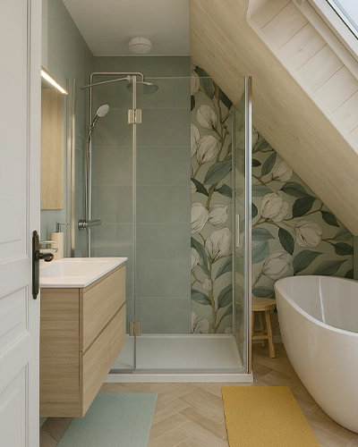 renovation-sdb-gutzwiller-3D Rénovation complète d'une salle de bain dans un style Nature Zen dans le Haut-Rhin (68) image 3D