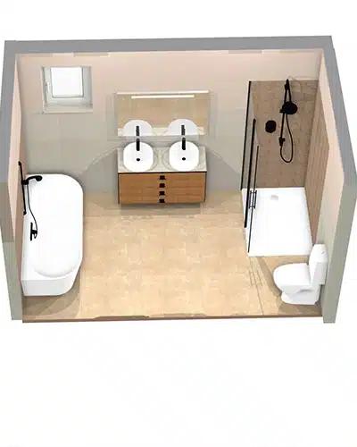 projet-renovation-salle-bains-douche-perry-poumirau-3D salle de bains classique art déco par Bailloeuil sur Perpignan (66), image 3D