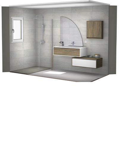 Projet rénovation salle de bain douche 3D